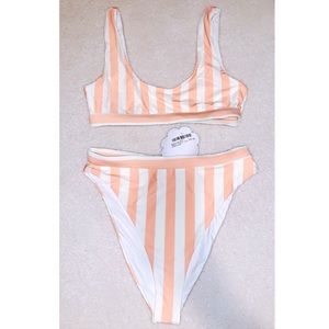 Striped high waisted bikini